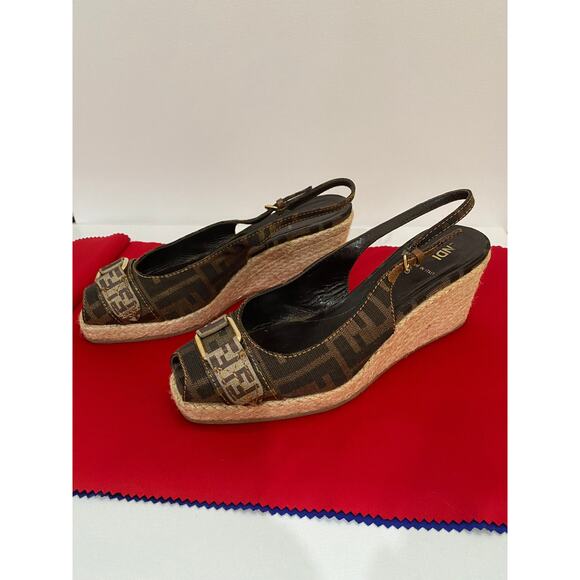Vintage Fendi Slingback Logo Espadrilles - Picture 3 of 5